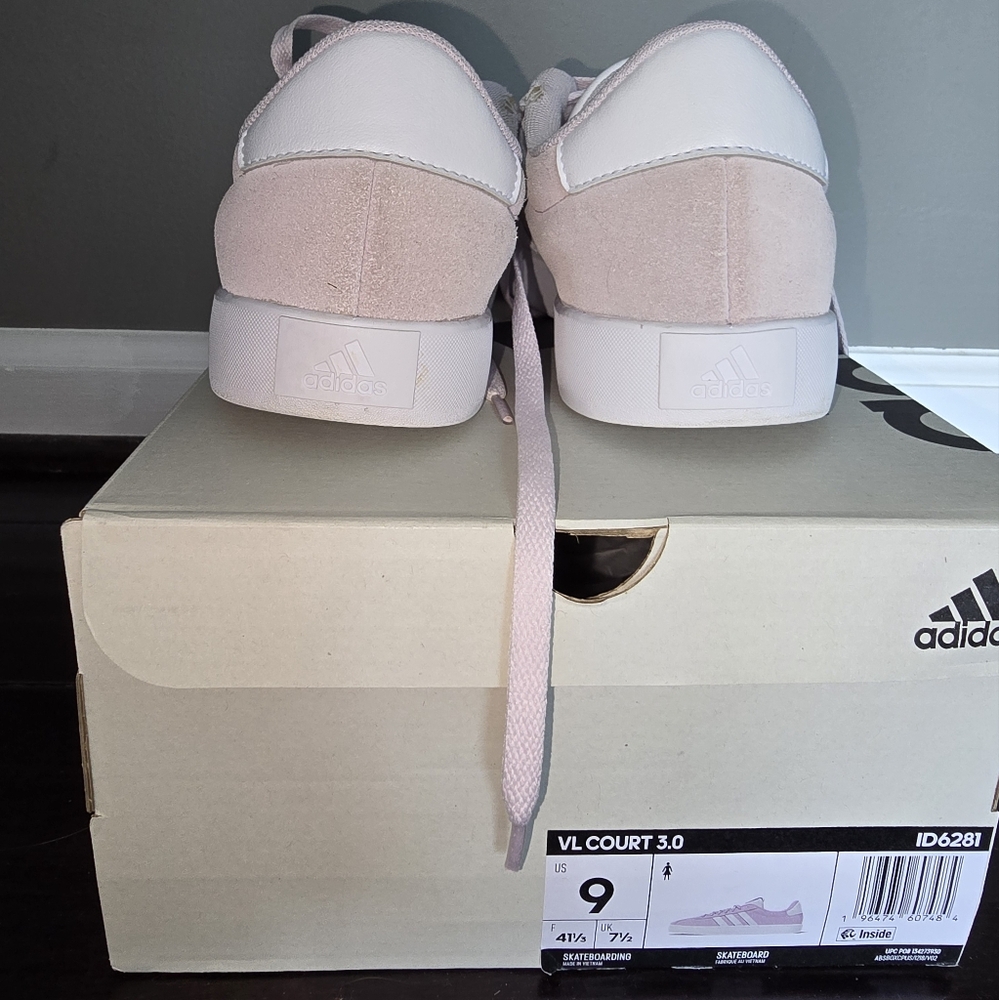 Adidas VL Court Pink and White Shoes